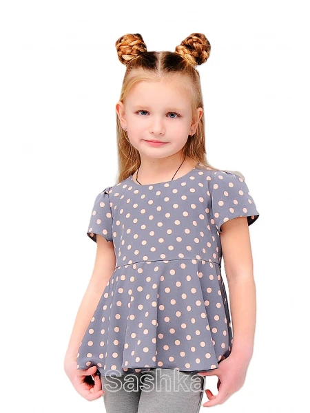 Блуза з пояском для дівчинки сіра